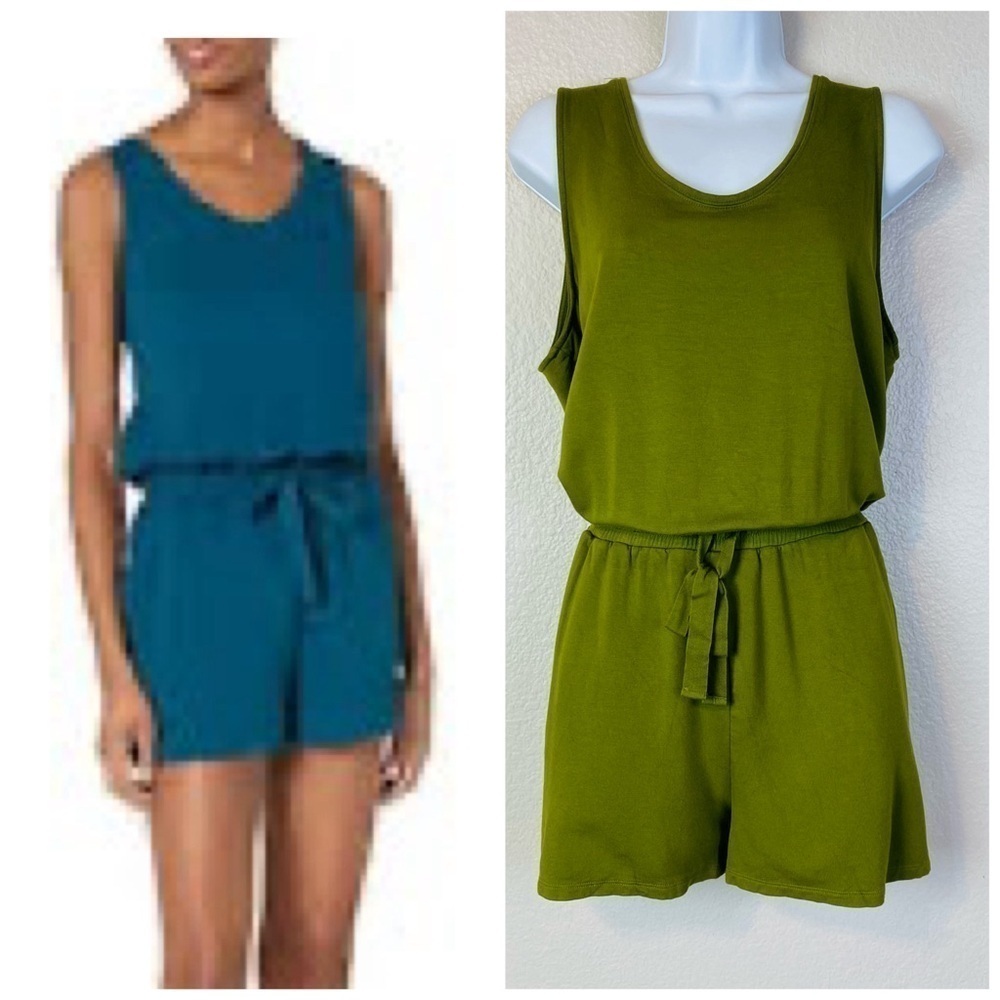 Daily Ritual By Anthropologie Moss Green Soft Scoop Neck Romper Size L